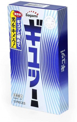 Фиолетовые презервативы Sagami 6 FIT V с волнообразной текстурой - 12 шт.