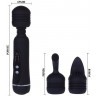 Черный вибромассажер со сменными насадками Power Wand - 20,5 см.