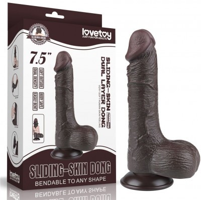 Коричневый фаллоимитатор-реалистик 7.5 Sliding Skin Dual Layer Dong - 19,5 см.