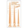 Набор из 3 телесных удлиненных анальных пробок Super Long Flexible Butt Plug Set