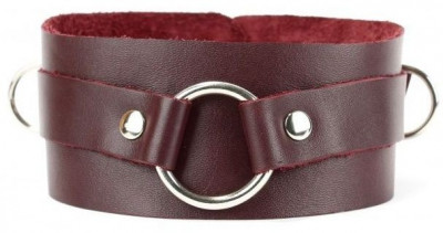 Бордовый широкий ошейник с кольцом Maroon Collar