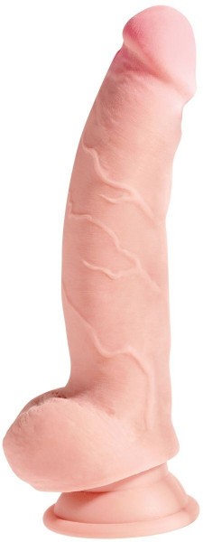 Телесный фаллоимитатор на присоске 8  Triple Density Fat Cock with Balls  - 24,1 см.