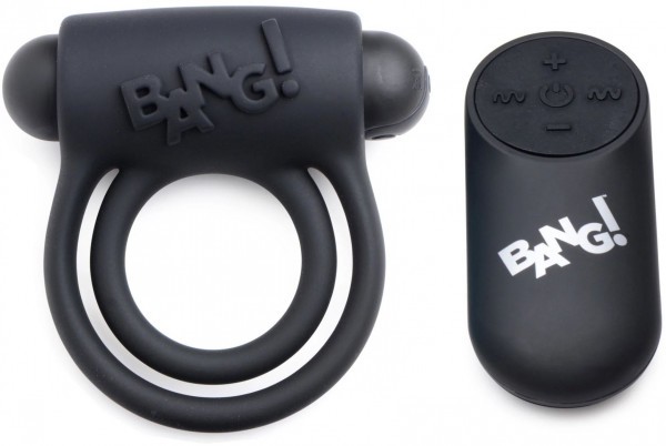 Черное эрекционное виброкольцо 28X Remote Control Vibrating Cock Ring   Bullet