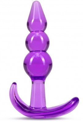 Фиолетовый анальный стимулятор Triple Bead Anal Plug - 9 см.