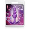 Фиолетовый анальный стимулятор Triple Bead Anal Plug - 9 см.