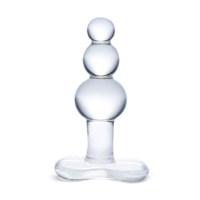 Прозрачная анальная пробка-елочка с 3 шариками Butt Plug with Tapere Base - 11 см.