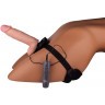 Страпон с 2 насадками и вибрацией UniStrap - 19 и 12 см.