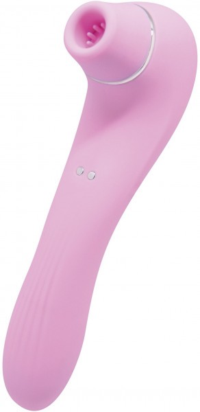 Розовый стимулятор Smoooch Clitoral Suction   Vibration - 18,6 см.