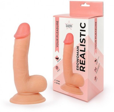 Телесный реалистичный фаллоимитатор Erowoman - 18 см.
