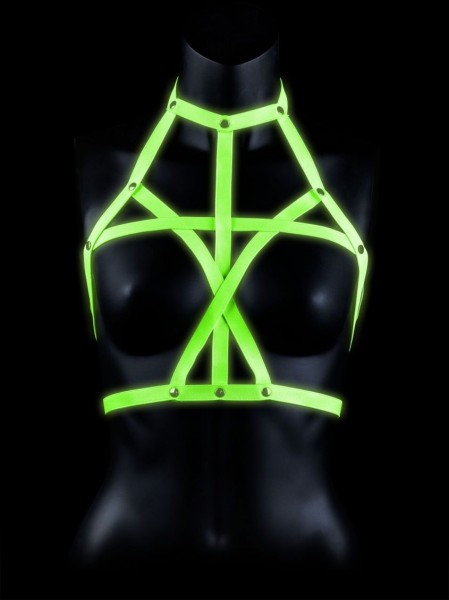 Портупея Bra Harness с неоновым эффектом - размер L-XL