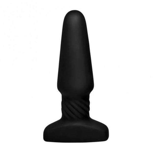 Черная анальная пробка Slim R Smooth Rimming Plug with Remote - 14 см.
