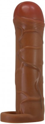 Коричневая насадка-удлинитель на пенис Bunion - 16,5 см.
