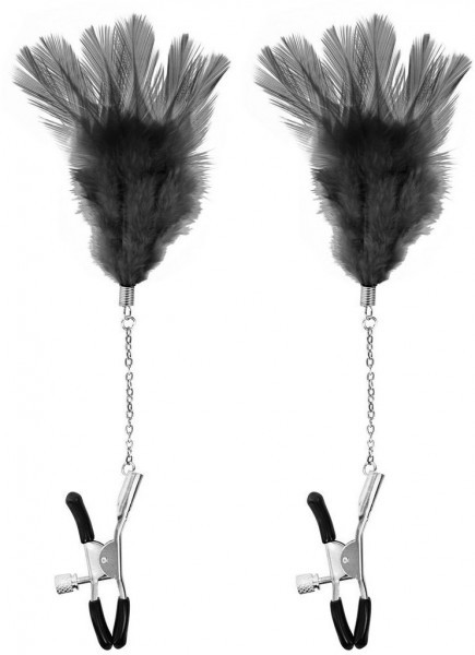 Зажимы для сосков с черными перьями Sweet Caress Feather Nipple Clumps