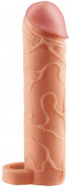 Телесная насадка с кольцом Perfect 1 Extension with Ball Strap - 17 см.