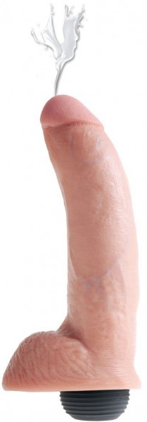 Телесный фаллоимитатор с эффектом семяизвержения Squirting Cock with Balls - 22,9 см.