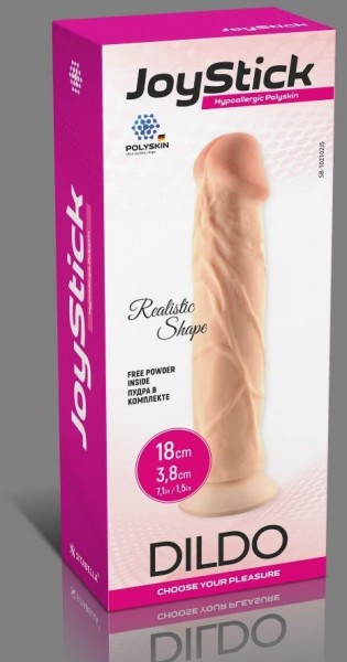 Телесный фаллоимитатор на присоске JoyStick - 18 см.