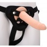 Телесный страпон на черных трусиках STRAP ON REAL DILDO - 20 см.