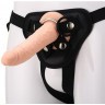 Телесный страпон на черных трусиках STRAP ON REAL DILDO - 20 см.