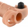 Телесная вибронасадка с кольцом  Vibrating Real Feel 1 Extension - 14 см.