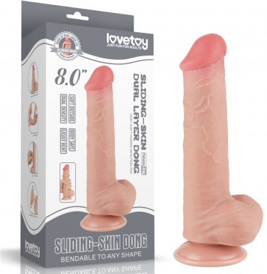 Телесный фаллоимитатор 8 Sliding Skin Dual Layer Dong - 20,8 см.