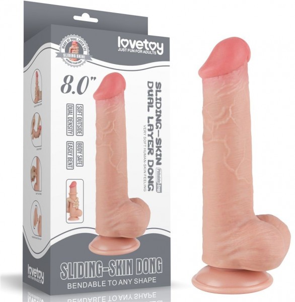 Телесный фаллоимитатор 8 Sliding Skin Dual Layer Dong - 20,8 см.