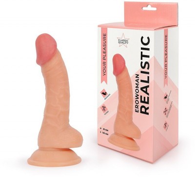 Телесный фаллоимитатор-реалистик Erowoman - 19 см.