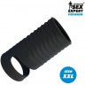 Черная открытая насадка на пенис с кольцом для мошонки XXL-size - 9,4 см.
