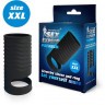 Черная открытая насадка на пенис с кольцом для мошонки XXL-size - 9,4 см.