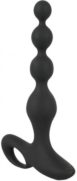Черная анальная цепочка с вибрацией Rechargeable Anal Beads - 20 см.