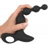 Черная анальная цепочка с вибрацией Rechargeable Anal Beads - 20 см.