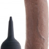 Коричневый фаллоимитатор с эффектом семяизвержения Squirting Cock with Balls - 22,9 см.