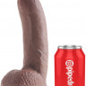 Коричневый фаллоимитатор с эффектом семяизвержения Squirting Cock with Balls - 22,9 см.