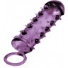 Закрытая фиолетовая насадка с пупырышками SAMURAI PENIS SLEEVE PURPLE - 14,5 см.
