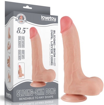 Телесный фаллоимитатор 8.5 Sliding Skin Dual Layer Dong - 22 см.