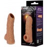 Телесная открытая насадка-реалистик с подхватом мошонки Nude Sleeve M - 12 см.