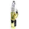 Золотистый вибратор Gold Rabbit Prince с ротацией - 21,5 см.