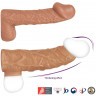 Телесная открытая насадка-реалистик с подхватом мошонки Nude Sleeve L - 14 см.