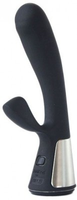 Чёрный интерактивный вибратор Kiiroo Ohmibod Fuse - 18 см.
