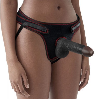 Женский темнокожий страпон Easy Strapon Set 7 Inch - 18 см.