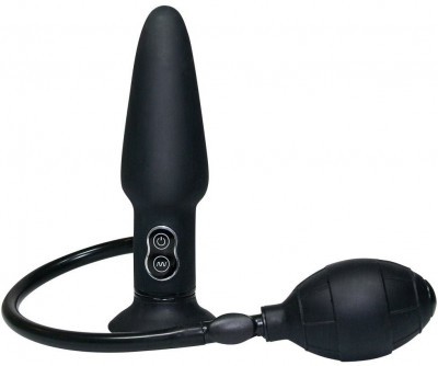 Анальный вибратор с функцией расширения True Black - 17 см.
