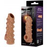 Телесная насадка с бугорками и открытой головкой Nude Sleeve L - 14 см.