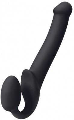 Черный безремневой страпон Silicone Bendable Strap-On - size M