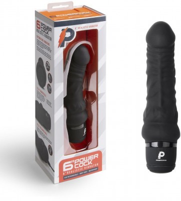Черный вибратор-реалистик 6  Realistic Vibrator - 17 см.