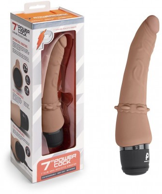 Кофейный анальный вибратор 7  Slim Anal Realistic Vibrator - 20 см.