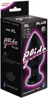 Черный анальный плаг Glide XL - 13 см.