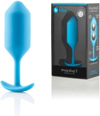 Голубая пробка для ношения B-vibe Snug Plug 3 - 12,7 см.