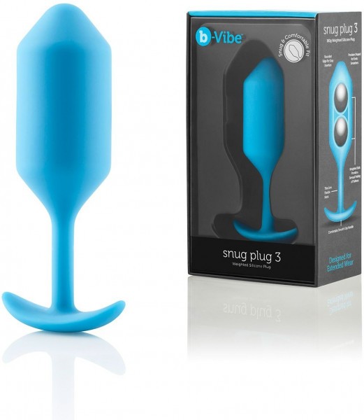 Голубая пробка для ношения B-vibe Snug Plug 3 - 12,7 см.
