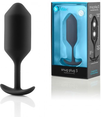 Чёрная пробка для ношения B-vibe Snug Plug 3 - 12,7 см.