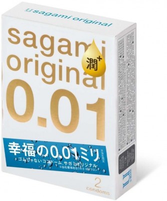 Увлажнённые презервативы Sagami Original 0.01 Extra Lub - 2 шт.
