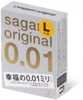 Презервативы Sagami Original 0.01 L-size увеличенного размера - 2 шт.